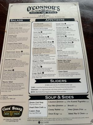 Menu photo 2 O'Connor's Public House Rochester, MI