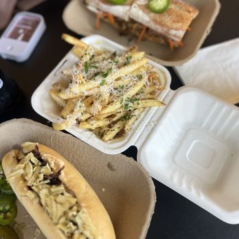 The Dutch Door - The Banh Mi on the far end with truffle fries and the hot dog - Sandwiches Near Me - Napa, California The Dutch Door - The Banh Mi on the far end with truffle fries and the hot dog - Sandwiches Near Me - Napa, California