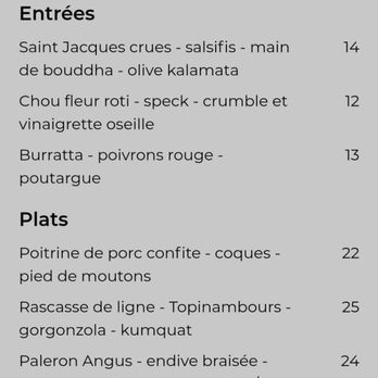 Montcalm - Menu in October 2021. Updates frequently - French Near Me - Paris, 75