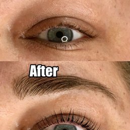 Before and after pictures of my lash lift.