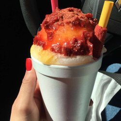 Cindy's Italian Icees - My go-to at Cindy's. Mango and lemon topped with chamoy and tamarindo candies