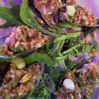 Coya Peruvian Secret - Mussels with Peruvian pico de gallo - Peruvian Near Me - Del Mar, California
