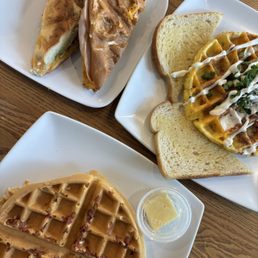 panini, womelette and savory waffle