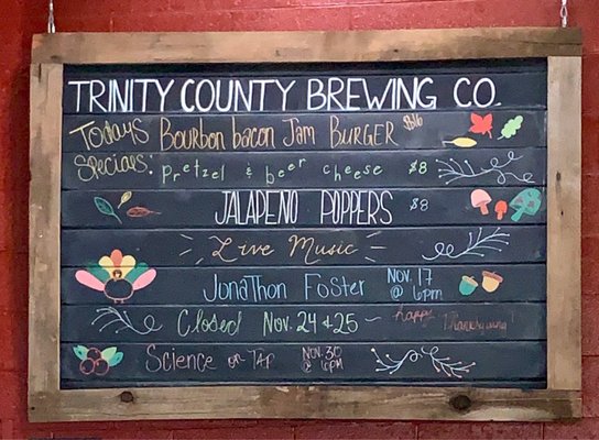Menu photo 3 Trinity County Brewing Company Weaverville, CA Menu photo 3 Trinity County Brewing Company Weaverville, CA