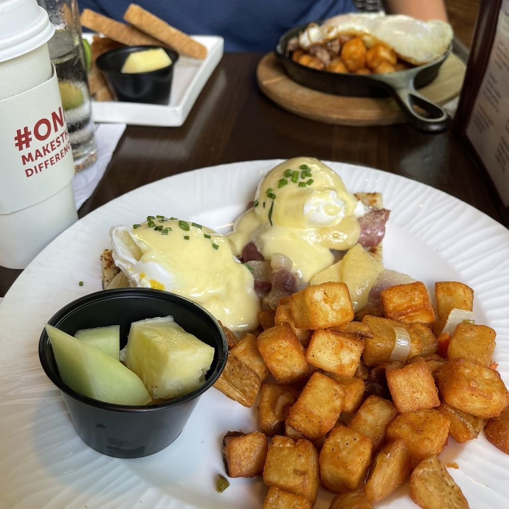 Eggs Benedict and farmhouse skillet hash. Eggs Benedict and farmhouse skillet hash.
