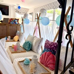 Starlight StarBright Events - A-Frame Tent Slumber Party for 5 guests. Theme: Under the Sea