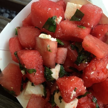 Little Eva's - Watermelon salad w/basil & feta. - Hot Dogs Near Me - New York, New York Little Eva's - Watermelon salad w/basil & feta. - Hot Dogs Near Me - New York, New York