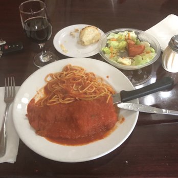 Ferro Pizza - Chicken Parmesan lunch entree includes pasta, salad, garlic rolls and soda. Yes, I ordered it without cheese - you gotta problem wit dat? - Pizza Near Me - Tamarac, Florida Ferro Pizza - Chicken Parmesan lunch entree includes pasta, salad, garlic rolls and soda. Yes, I ordered it without cheese - you gotta problem wit dat? - Pizza Near Me - Tamarac, Florida