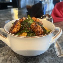 Queen of Sheba Ethiopian Restaurant - Lentil turmeric soup with spicy shrimp or meatball