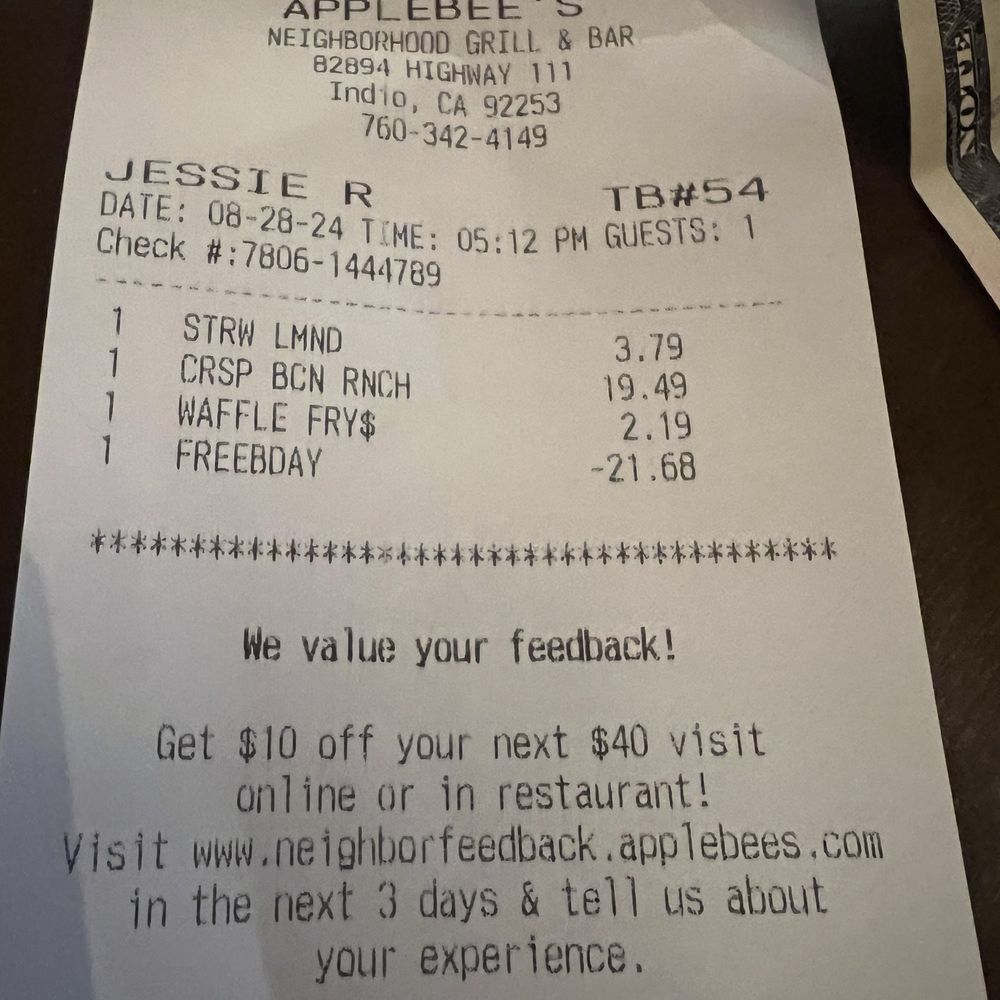 Applebee's Grill + Bar - At least I had a coupon for the meal - American Near Me - Indio, California