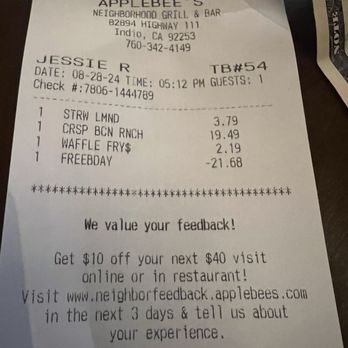 Applebee's Grill + Bar - At least I had a coupon for the meal - American Near Me - Indio, California