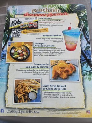 Menu photo 1 Crabby's Oceanside Daytona Beach, FL