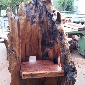 M4 Specialties - Redwood Throne with a piece of curly redwood for the seat.
Stop by the shop and check it out - Outdoor Furniture Stores Near Me - Guerneville, California