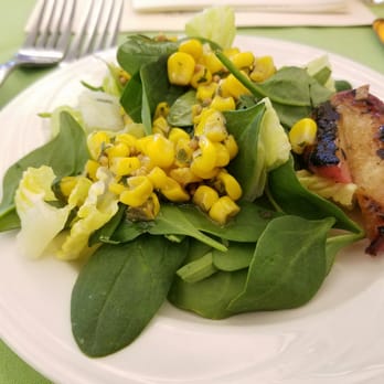 Fresh Starts Culinary Academy - Salad to start ... corn relish & BBQ peaches on greens - Cooking Schools Near Me - Novato, California