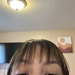 Letty's Hair Design - Crooked bangs from the front. Completely uneven.