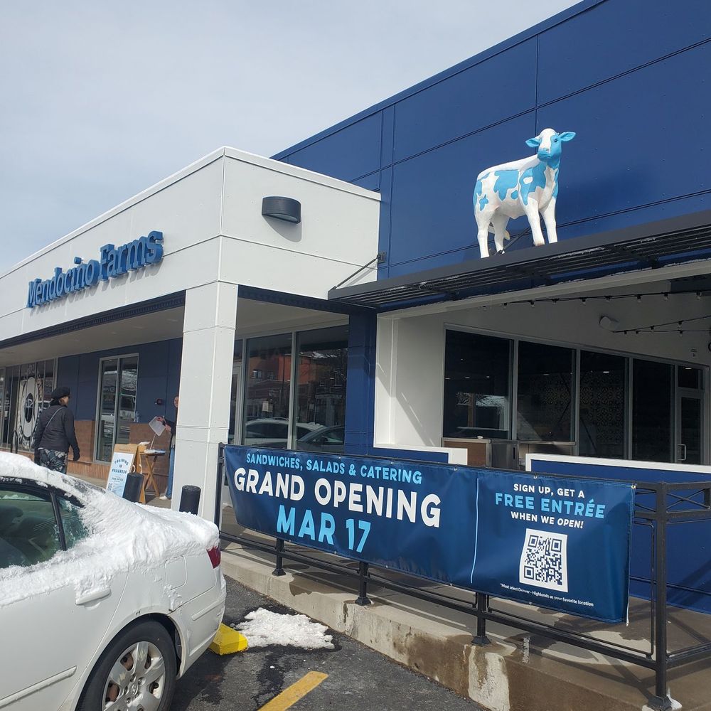 Mendocino Farms - Facade w/"Mendo" the Cow - Salad Near Me - Denver, Colorado Mendocino Farms - Facade w/"Mendo" the Cow - Salad Near Me - Denver, Colorado