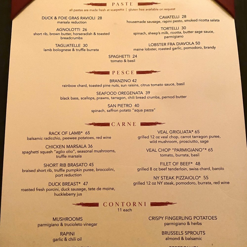 Scarpetta - 2/7/20 (fri): Food menu - Italian Near Me - Las Vegas, Nevada Scarpetta - 2/7/20 (fri): Food menu - Italian Near Me - Las Vegas, Nevada