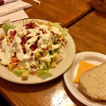Homestead Steak House - From the salad bar, notice the slice of cheese and sliced bread - Steakhouses Near Me - Timberlake, North Carolina