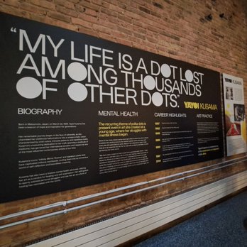 WNDR Museum - Biography of Kusama on wall - Art Museums Near Me - Chicago, Illinois