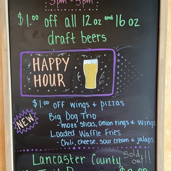Big Dog Craft Brewing - Happy Hour sign - Brewpubs Near Me - Lancaster, Pennsylvania