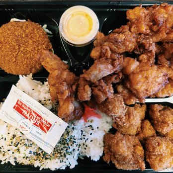 Monarch Seafoods - Monarch Bento: crabcake (top left), Mochiko Chicken (top right), Fried Poke (bottom right) - Seafood Near Me - Honolulu, Hawaii Monarch Seafoods - Monarch Bento: crabcake (top left), Mochiko Chicken (top right), Fried Poke (bottom right) - Seafood Near Me - Honolulu, Hawaii