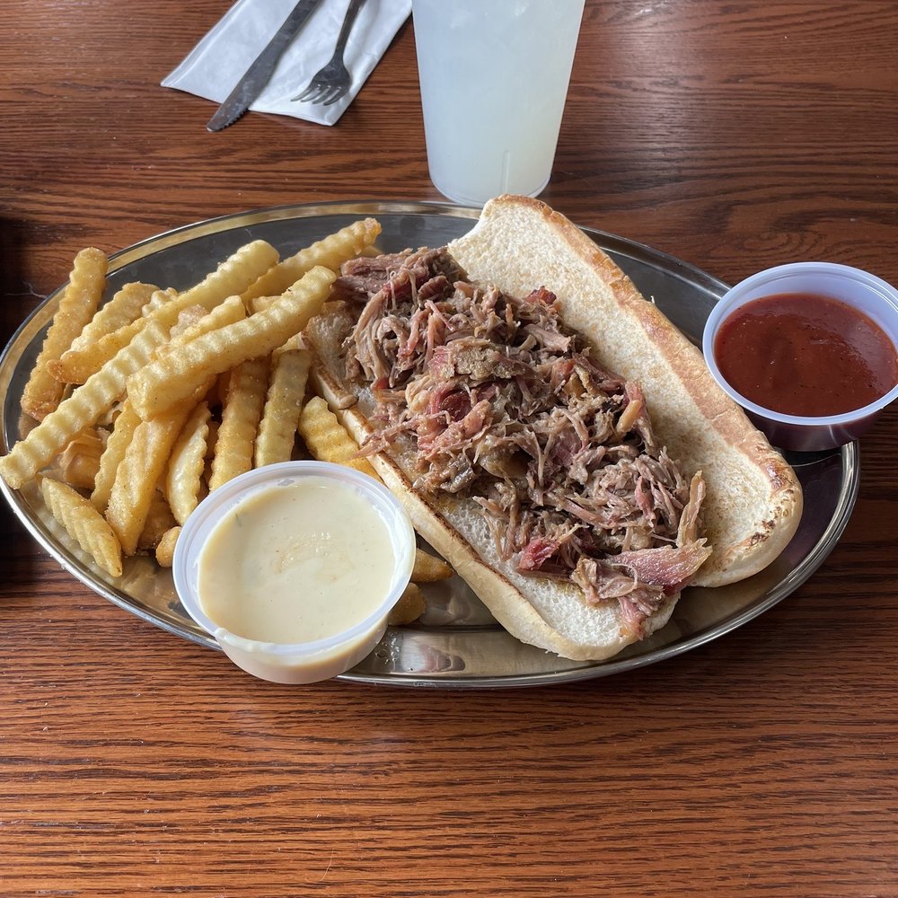 Cafe Smok N Pi - Warrior pulled pork with seasoned fries. I asked for cheese and BBQ sauce on the side. - Barbeque Near Me - De Soto, Missouri Cafe Smok N Pi - Warrior pulled pork with seasoned fries. I asked for cheese and BBQ sauce on the side. - Barbeque Near Me - De Soto, Missouri