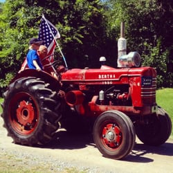McConchie's Heritage Acres Campgrounds - Bertha leading the "Pots and Pans Parade" on 4th of July weekend