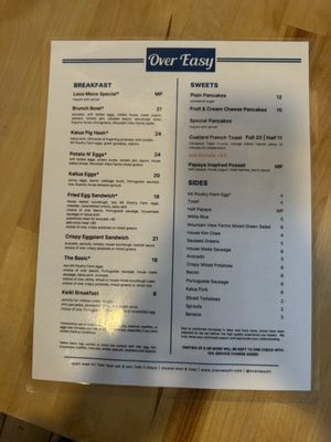 Menu photo 2 Over Easy Kailua, HI Menu photo 2 Over Easy Kailua, HI