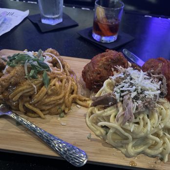Dorsia - Fire and fire (duck carbonara and chicken piccante) - Italian Near Me - Milwaukee, Wisconsin Dorsia - Fire and fire (duck carbonara and chicken piccante) - Italian Near Me - Milwaukee, Wisconsin