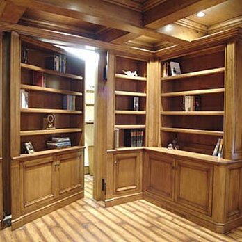 Finer Cabinetry & Woodwork - Secret room with bookcase door opened - Cabinetry Near Me - Bend, Oregon