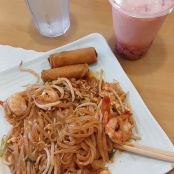 Orchid Thai - Shrimp Pad Thai Strawberry Milk Tea - Thai Near Me - Baldwin Park, California Orchid Thai - Shrimp Pad Thai Strawberry Milk Tea - Thai Near Me - Baldwin Park, California