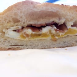 Bacon egg and cheese on a soft roll. Yum