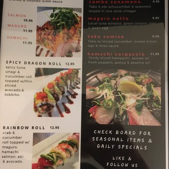 Tanuki Sushi - Tanuki Sushi in Kaneohe, menu page 1 as of 5/2018. - Sushi Bars Near Me - Kaneohe, Hawaii