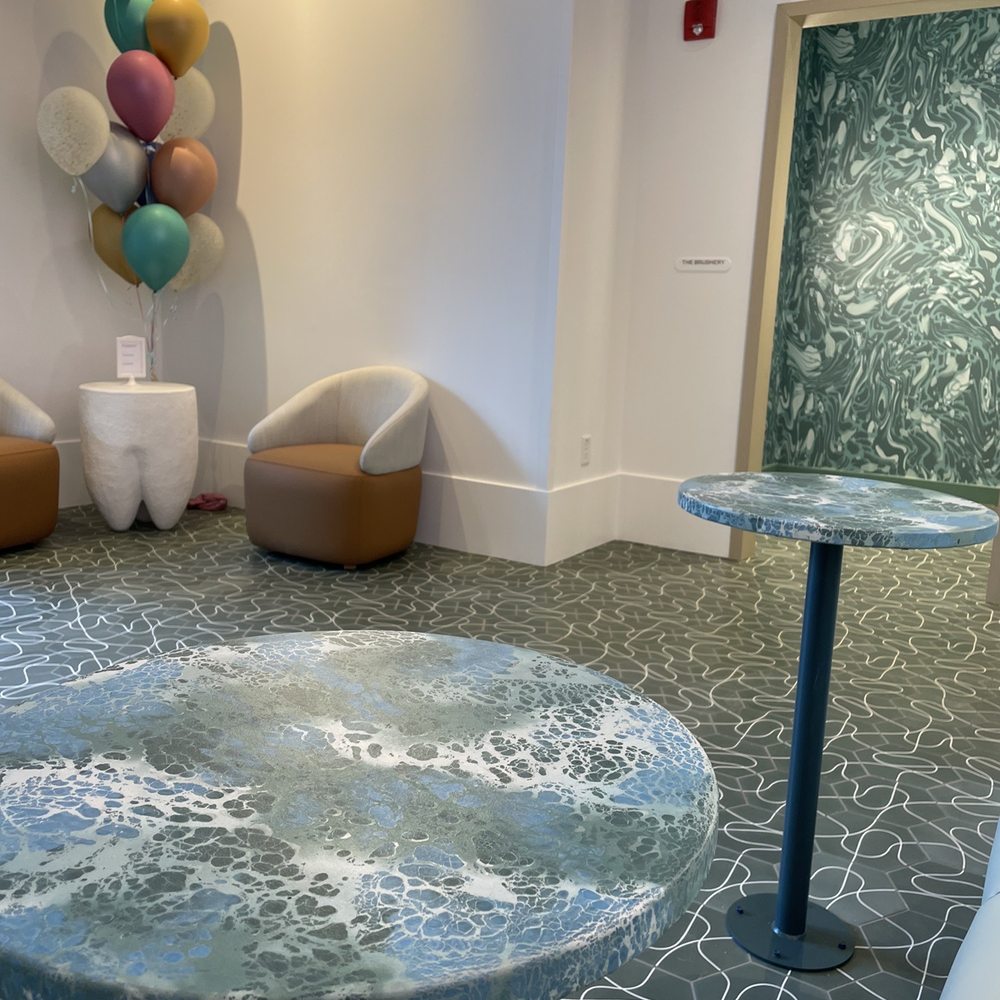 The lobby with the Brush room on the right