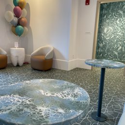 The lobby with the Brush room on the right