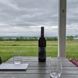 View from their patio overlooking Lake Keuka on a cloudy day. View from their patio overlooking Lake Keuka on a cloudy day.