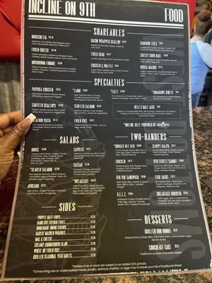 Menu photo 3 Incline on 9th Kansas City, MO