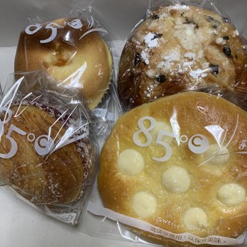 85°C Bakery Cafe-Katy Grand - Taro Twist, Mango bread, Chocolate Bowl and Cream Cheese Brioche - Coffee & Tea Near Me - Katy, Texas