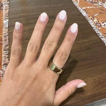 Nails Done By Vee - Light pale pink/white round GEL X nails - Nail Salons Near Me Nails Done By Vee - Light pale pink/white round GEL X nails - Nail Salons Near Me