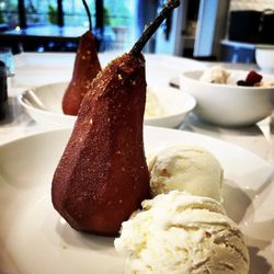 Brava - Sangria Poached Pear with Vanilla Gelato