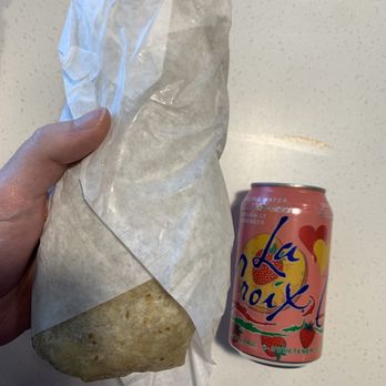 Cotixan Mexican Food - Super Breakfast Burrito next to a La Croix can for context. - Mexican Near Me - Encinitas, California