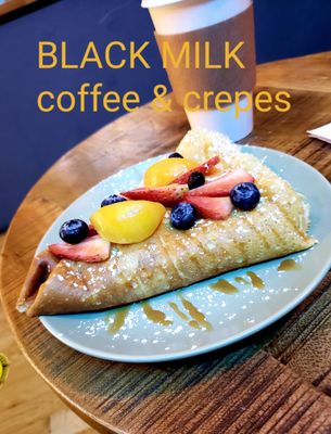 Black Milk Coffee and Crepe by null