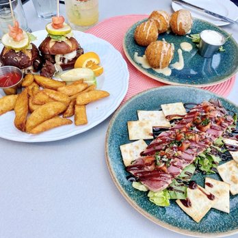 Prime Steakhouse - Ahi Tuna (right), Mini Filet Sliders (left) & Loaded Stuffed Potato Bites (back) - Seafood Near Me - Crown Point, Indiana