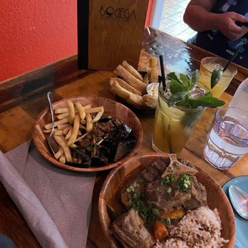 Bodega Kitchen & Cocktails - Mussel chorizo fries & ox tail stew & yuca fries. - Caribbean Near Me - Sacramento, California