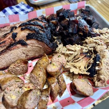 Lucille's BBQ - Combo of 4 meats - sausage, brisket, burnt ends, pulled pork - American Near Me - Fort Wayne, Indiana Lucille's BBQ - Combo of 4 meats - sausage, brisket, burnt ends, pulled pork - American Near Me - Fort Wayne, Indiana