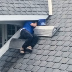On Point Wildlife Removal - Melbourne - This is a technian from On Point Wildlife Removal on my roof sealing an entry point that rats were getting into.