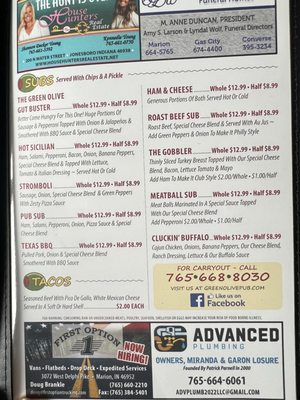 Menu photo 3 Green Olive Pub Marion, IN Menu photo 3 Green Olive Pub Marion, IN
