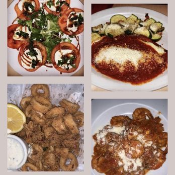 Trattoria Cattaneo - Caprese Calamari Chicken Parmesan Prawns over Polenta - Italian Near Me - Santa Rosa, California