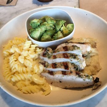 Flower Child - Chicken, mac and cheese, smashed potato and avocado. - Vegetarian Near Me - Dallas, Texas