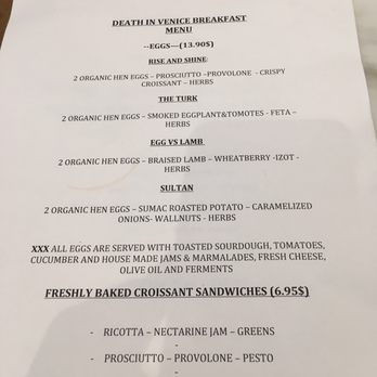 Death in Venice Gelato - Brunch menu - Ice Cream & Frozen Yogurt Near Me - Toronto, Ontario Death in Venice Gelato - Brunch menu - Ice Cream & Frozen Yogurt Near Me - Toronto, Ontario